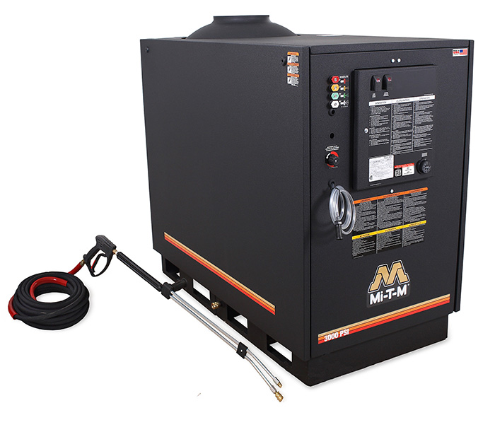 Mi-T-M stationary natural gas or propane hot water pressure washer.