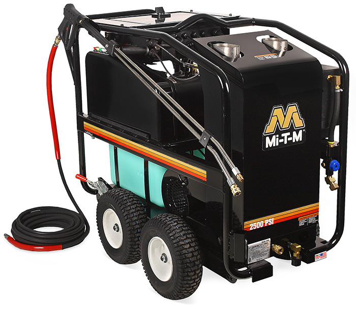 Mi-T-M portable electric powered hot water pressure washer.